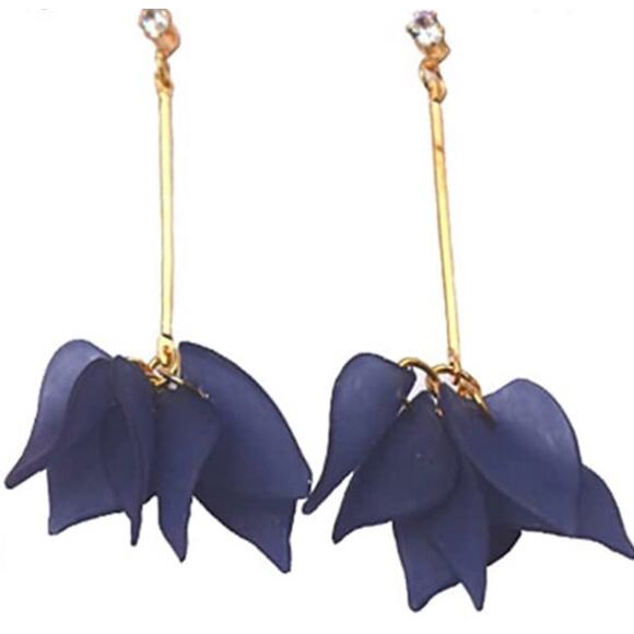 Acrylic Flower Petal Rhinestone Earrings - Picture 1 of 1